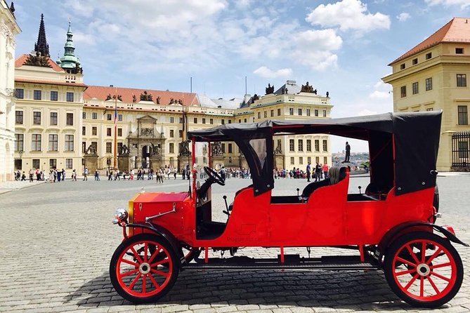 1,5 hour oldtimer convertible Prague sightseeing tour - Wenceslas Square, Velvet Revolution Energy, and the National Museum Facade