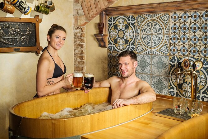 Beer bath Spa for 2 people/ 1 tub - 1,5 hour Activity in Prague - Entering the Beer Bath Room, and What You Actually Get for Your 1 Hour