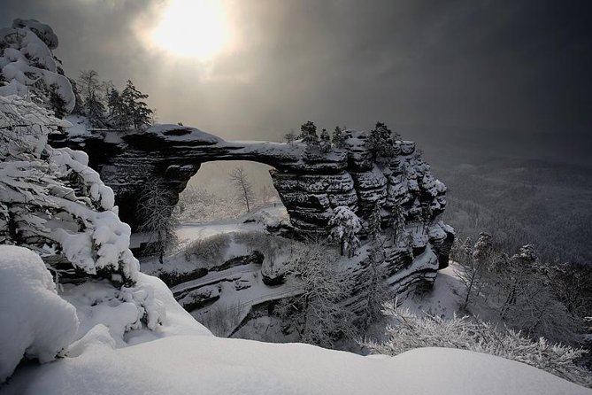 Bohemian And Saxon Switzerland Winter Tour from Prague - Crossing Into Saxon Switzerland at Bastei Bridge