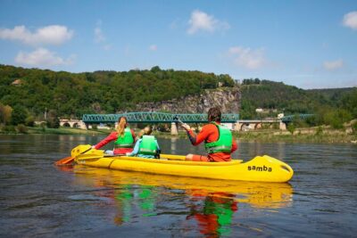 Canoeing on the Elbe river and Bike rental from Děčín to Schmilka