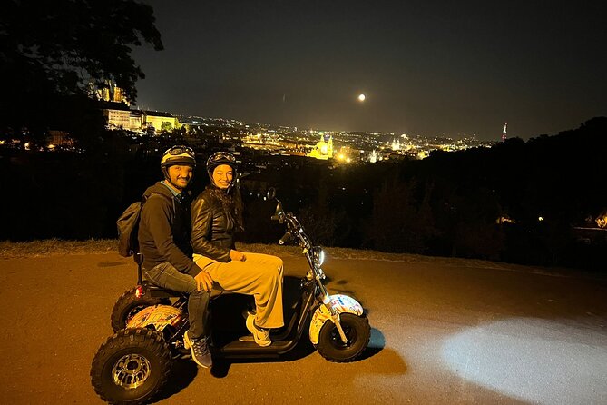 Electric Trike Night Tour in Prague - Live Guided - From Metronome viewpoints to Prague Castle, outside only