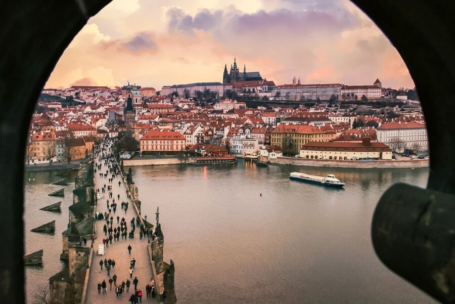 Prague: 50-Minute Sightseeing Evening Cruise - Comfortable boat setup, with the real decision being upstairs or inside