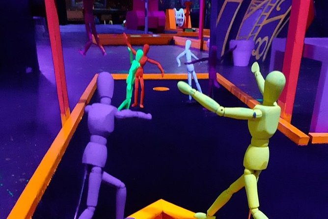 Prague Black Light Mini Golf and Games with free Drinks - Prague in UV light: what the black light mini golf does differently