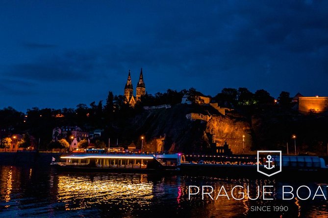 Prague Boats 3-hours Crystal Dinner Cruise - Prague from the water: Charles Bridge, Prague Castle, and the night lighting question