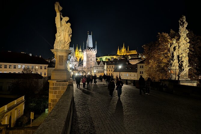 Prague by Night A Scenic Walk from Petrin Hill to Old Town - House With the Golden Well and the House of Ross in Old Town Streets