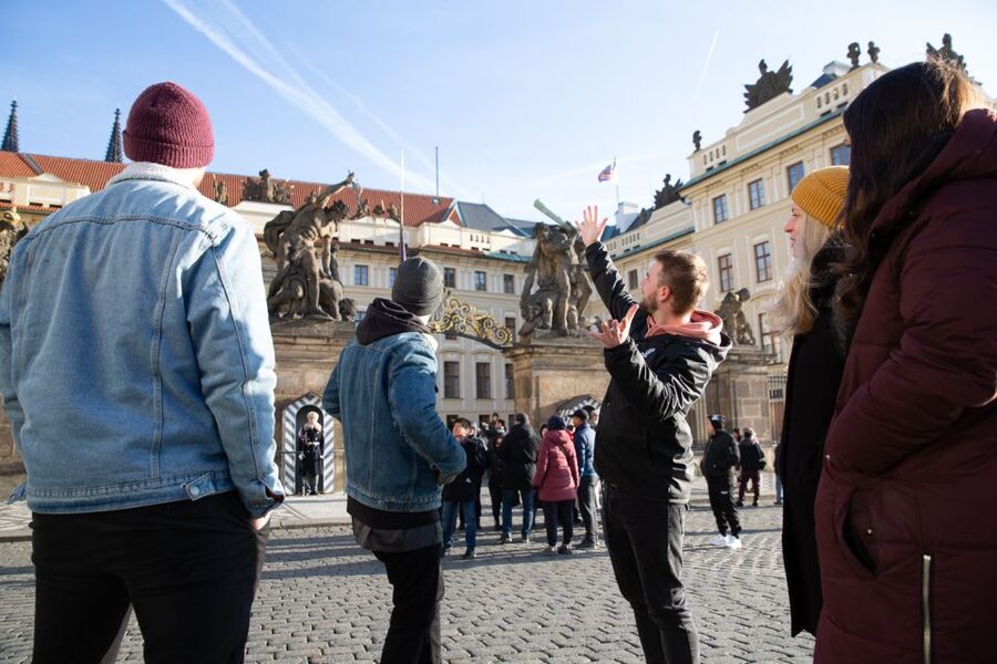 Prague: Castle Grounds & Highlights Walking Tour small-group - Meeting at Mala Strana and Riding the Tram Up