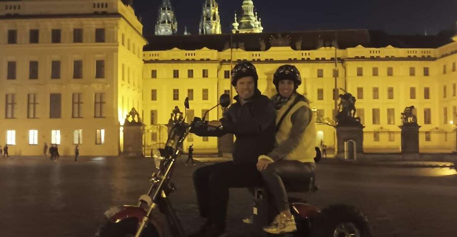 Prague City sightseeing in Night Trike Tour - John Lennon Wall and the Charles Bridge View: Street Art Meets Icons