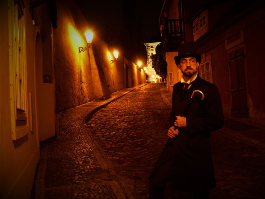 Prague: Ghost Tour - Old Town Square after dark, and the first turn into side streets