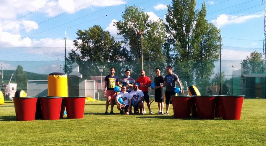 Prague : Giant Foot Darts and Giant Beer Pong Game - Giant Foot Darts: a bachelor prank prop and soft ball hits