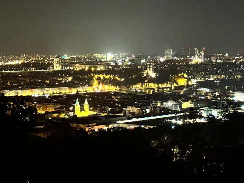 Prague: Night Walk through Prague Castle with City Views - St. Vitus Cathedral in the night sky: Charles IV vibes without the cathedral crowds