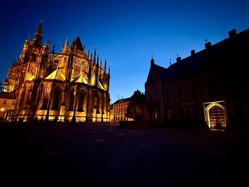 Prague: Night Walk through Prague Castle with City Views - Prašný Bridge and Old Castle Stairs: finishing strong, not fading out