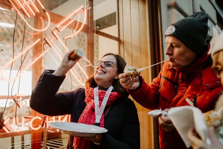 Prague: Old Town Fun Evening Food and Drink Tour - What you’ll taste, from 1920s-inspired plates to Czech dessert