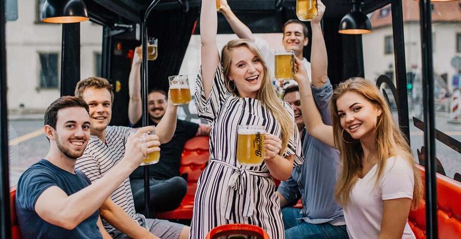 Prague: Party Beer Bus - Dance Show Moment and the On-Route Party Pace