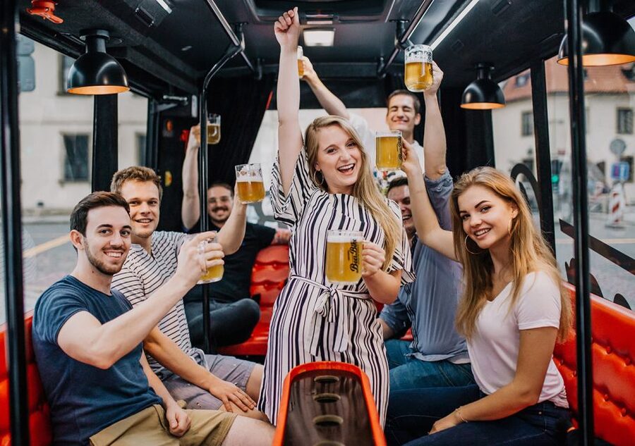 Prague: Party Beer Bus - The Ride Setup: Comfortable Bus, Draft Beer, and Your Own Music