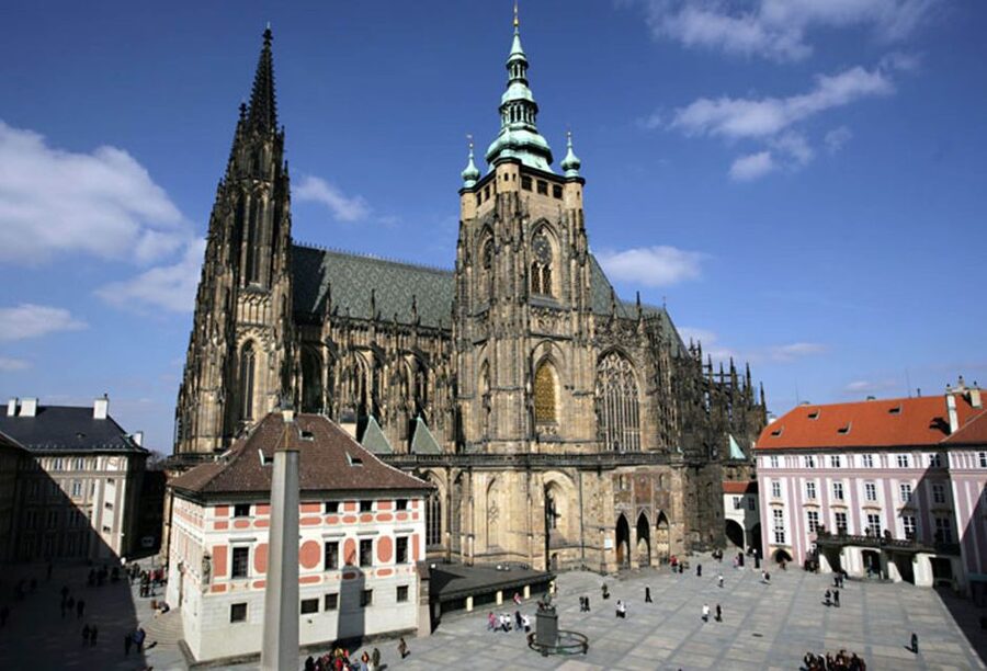 Prague: Stunning Viewpoints, Castle, City & Park Bike Tour - New Town, Wenceslas Square, and National Theatre, Prague’s street-level center