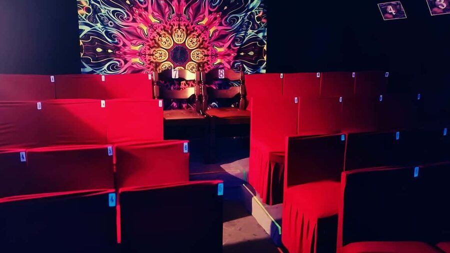 Prague: Underground Black Light Theatre Interactive Show - Where the Show Really Happens: Tiny Seats, Tight Space, and No Windows