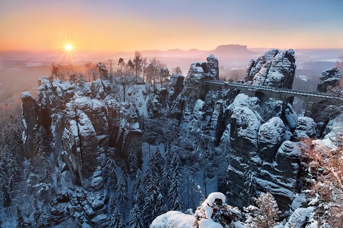 Pravcicka Gate & Bastei Bridge Winter National Park Tour from Prague - Prague pickup, Decin stop, and getting set for winter
