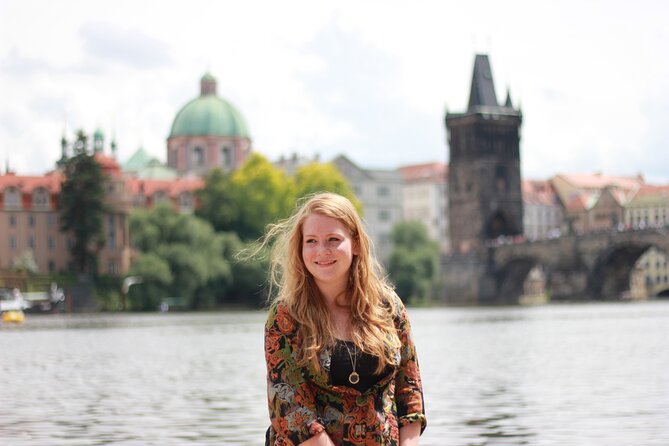 Private Prague Photoshoot for Individuals, Couples and Families - Charles Bridge Photo Time and the Castle-in-the-Background Look