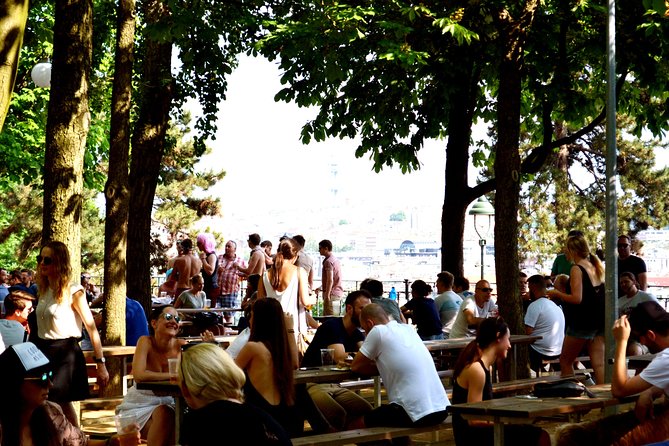 Sunny Beer garden tour - The lunch stop at Letná Park: organic burger, then your first drink